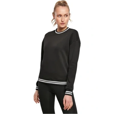 Immagine di Build Your Brand Felpa da Donna College Crew Maglione, Nero/Bianco