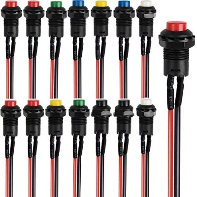 Immagine di RUNCCI YUN 14pz interruttore pulsante Momentaneo,12mm a pressione,spst pulsante,interruttore rotondo,3A/125V 1.5A/250V on off（Con linea）