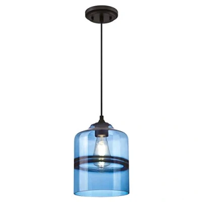 Immagine di Westinghouse Iluminazione interiore Lighting 63666 Lampada a sospensione da interno una luce, finitura nera opaca con vetro zaffiro, ambrato