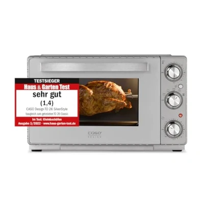 Immagine di CASO TO 26 SilverStyle Forno di design, vincitore del test in casa e giardino, camera cottura da litri, 3 livelli ripiano, 70 230C, aria calda
