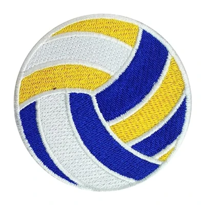 Immagine di toppa da pallavolo, colorata ricamata termoadesiva cucire per vestiti, ecc. 7 cm