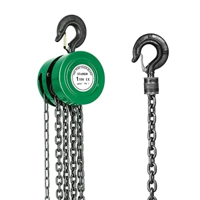 Immagine di Paranco a Catena Manuale Con Gancio Robusto STANEW, Altezza di Sollevamento 3,0 m, Verde, Doppia Ricarica, G80, Sicurezza (1 Tonnellata m)