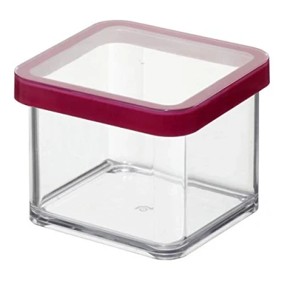 Immagine di Rotho Loft Scatola Quadrata da 0.5 L con Coperchio e Guarnizione, Plastica (SAN) senza BPA, Trasparente/Rosso, 10.0 x 7.2 cm