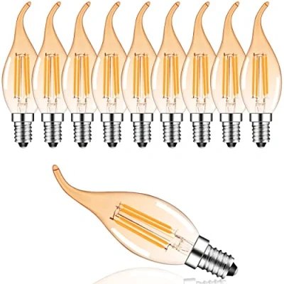 Immagine di Suncan Confezione da 10 lampadine a LED C35, 4 W, dimmerabili, 2700 K, luce bianca calda, 360 Lumen