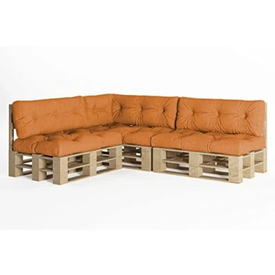 Immagine di chilly pilley Cuscino Trapuntato Per Mobili In Pallet Riempito Con Fiocchi Di Schiuma Divano Schienale Sedile Laterale Set (Set 7 Arancione)