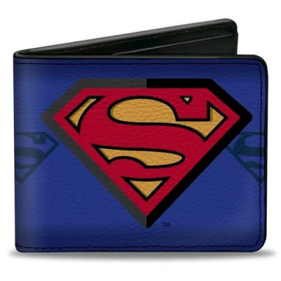 Immagine di Buckle Down Bifold Superman Accessori da Viaggio Portafoglio bi Fold, Multicolore, 4.0&quot; x 3.5&quot; Uomo