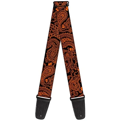 Immagine di Buckle Down Tracolla per chitarra bandana, teschi, nero, arancione, larghezza 5,1 cm (GS W32816)
