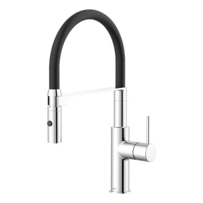Immagine di Lenz 46070202 Rubinetto da cucina in alluminio cromato con doccetta regolabile, facile installazione e lavorazione di alta qualità