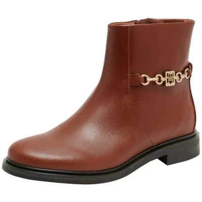 Immagine di Tommy Hilfiger Chain LOW Bootie Stivaletti, Donna, Taglia: 36, Cognac Pelle
