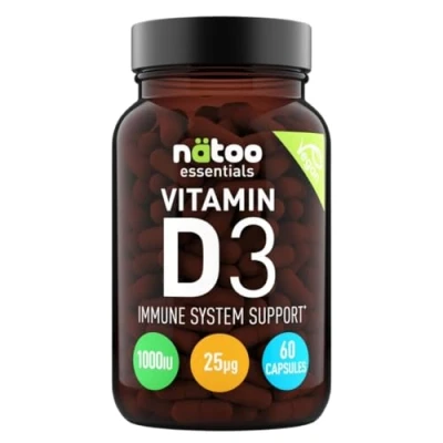 Immagine di Vitamina d3 Vegan di NÄTOO 60 Capsule vitamin 1000 UI per Capsula Integratore D il Supporto Ossa, Denti, Muscoli e Sistema Immunitario