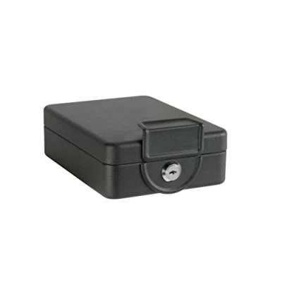Immagine di ARREGUI Private C9327 Cassetta di sicurezza con chiave per trasportare denaro Portavalori in acciaio struttura da fissare sotto il tavolo/ripiano Cassaforte portatile de 16 cm Nero