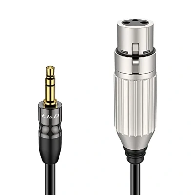 Immagine di J&amp;D Cavo Microfonico Stereo da 1/8 a XLR, Bilanciato TRS 3,5 mm XLR Guscio in Rame Pollice Audio Maschio Femmina per Fotocamera DSLR, 1.8 Meter