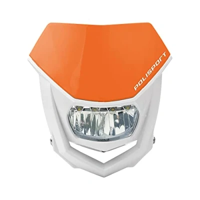 Immagine di POLISPORT 8667100004 Faro anteriore HALO in polipropilene con lampada LED compatibile tutti i modelli motocross/enduro colore bianco/arancia