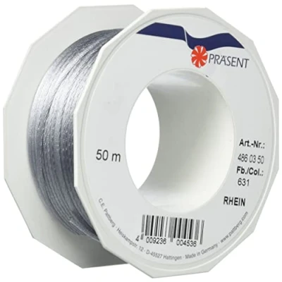 Immagine di C.E. Pattberg RHEIN Cordoncino intrecciato color argento, 50 m, per confezionare regali, pacchi e larghezza 3 mm, accessori decorazioni artigianato, resistente agli strappi