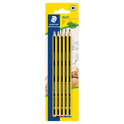 Immagine di STAEDTLER Noris School 121 S BK5D Matite in grafite, gradazioni assortite, 2B, B, HB, H, 2H, confezione da 5, colore: nero