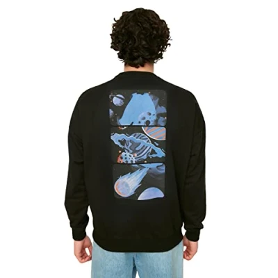 Immagine di Trendyol Felpa Girocollo Basic Oversize Uomo Giovane Maglia di Tuta, Nero, S