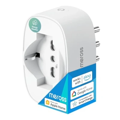 Immagine di Meross Presa WiFi Italiana, Smart (Type C, F, L) con Monitoraggio Energia, Intelligente Compatibile Apple HomeKit, Alexa e Google Home, Controllo Remoto, 3840W, 16A, 2,4GHz, 1 Pezzo