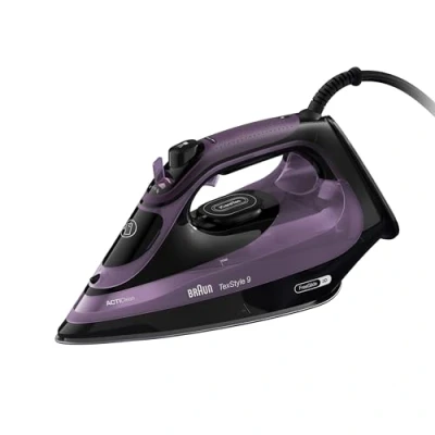 Immagine di Braun TexStyle 9 SI9661VI Ferro da Stiro a Vapore con Tecnologia FreeGlide 3D, Verticale, Funzione Anti Gocciolamento, Serbatoio 330ml, 260 g/min, 3200W, Viola