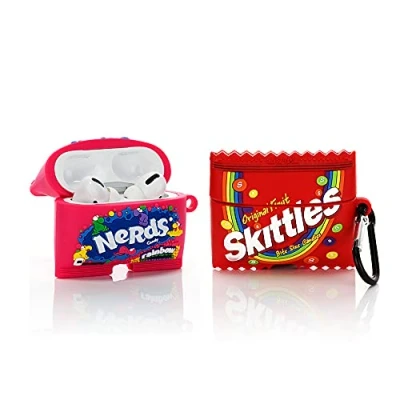 Immagine di Derhom Custodia Protettiva in Silicone per Airpods Apple Pro [Candy Snack Series][2 Pack] (Skittles/Fun Candy Nerds)