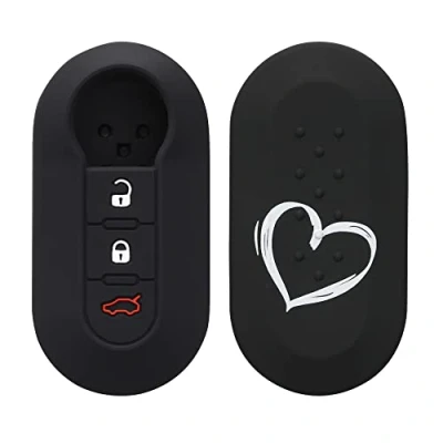 Immagine di kwmobile Custodia Coprichiave Compatibile con Fiat Lancia 3 tasti pieghevole Cover Copritelecomando Chiave Auto Copri Chiavi Macchina Cuore