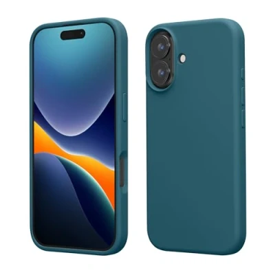 Immagine di kwmobile Cover per Apple iPhone 16 Custodia Back Case Smartphone in Silicone TPU Protezione Gommata petrolio matt
