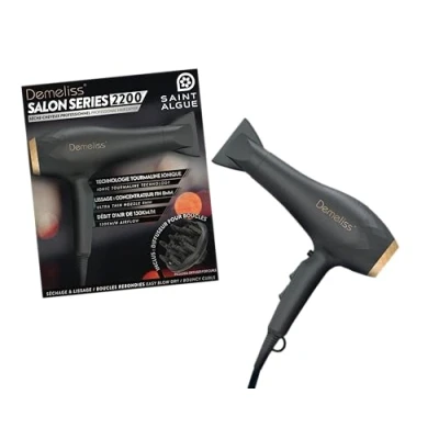 Immagine di Demeliss SAINT ALGUE SALON SERIES 2200 Asciugacapelli Professionale Ultra Potente, 2 Velocità, 3 Temperature Phon Ionico in Tormalina No Effetto Crespo 1 Beccuccio + Diffusore