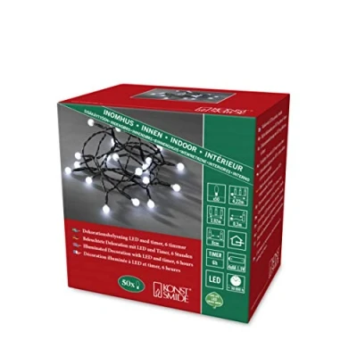 Immagine di Konstsmide 1492 207 Catena luminosa decorativa interno a batteria Numero di lampadine 50 LED (monocolore) Bianco freddo Lunghezza illuminata: 3.92 m