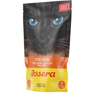 Immagine di JOSERA Filet Pures Pollo (16 x 70 g) cibo per gatti senza cereali con succosi pezzi di filetto umido alta qualità adulti confezione da 16