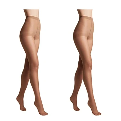 Immagine di Conte elegant SOLO 20 DEN Set di 2 Collant da Donna Semiopachi, Resistenti Sottili con Slip Marcati Calze Lisce Taglia 5 Marrone