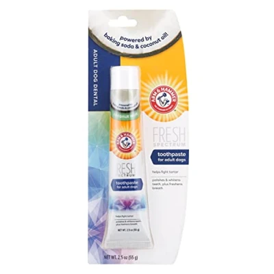 Immagine di ARM &amp; HAMMER Fresh Spectrum Dentifricio per cani al cocco e menta Aiuta a prevenire l’alitosi rimuove tartaro placca. Semplice da utilizzare. con enzimi (55 g)