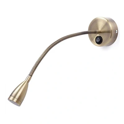 Immagine di Meanyee Lampada da comodino flessibile con interruttore, 1 LED 3 W, colore: bronzo