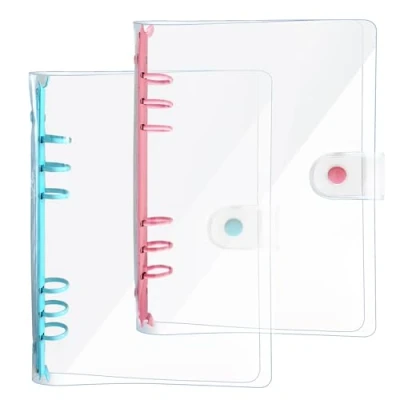 Immagine di DY.2ten 2 Pezzi ​Copertina Raccoglitore Anelli A5, ad Anello in 6 Fori con Copertina PVC Trasparente Morbido, Ricaricabile, Protezione per Documenti e Appunti