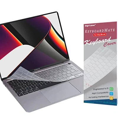 Immagine di Digi Tatoo Protezione tastiera ultrasottile compatibile per Macbook Air 13 2021/2022 (A2337/A2179) (Layout UE/Italia),Trasparente,TPU