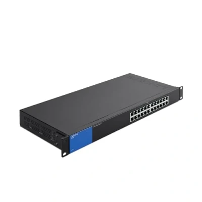 Immagine di Linksys LGS124 EU Switch di rete Gigabit non gestito a 24 porte, hub Ethernet per casa e ufficio con chassis in metallo, montaggio parete o su scrivania, sdoppiatore Ethernet, plug and play