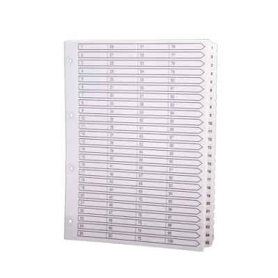 Immagine di Exacompta Rif. MWD1 100Z Cartone da 2 divisori in carta bianca 160 g/m2 FSC® con 100 linguette stampate digitali 1 a e plastificate, formato DIN A4