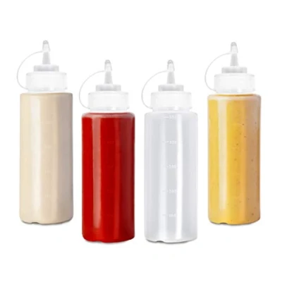 Immagine di Matana 4 Flacone Dosatore Grandi in Plastica per Salse con Tappo, 500ml Biberon Cucina, Bottiglia Squeeze Riutilizzabili, Resistente e Senza BPA