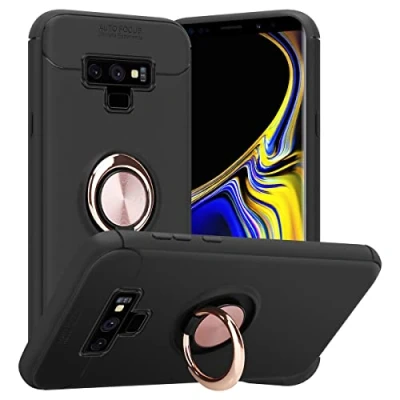 Immagine di Cadorabo Custodia compatibile con Samsung Galaxy NOTE 9 Cover Anello di Messa a Fuoco in NERO OR ROSA Silicone Protettiva Posteriore Ultra Sottile Bumper