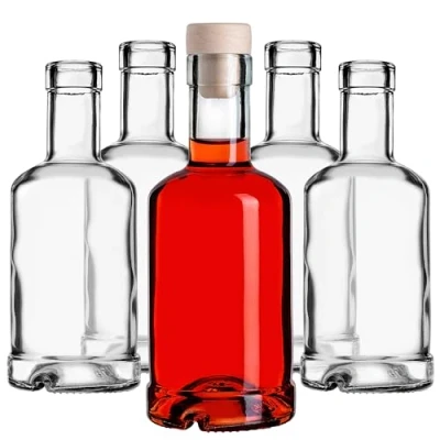 Immagine di KADAX bottiglie di vetro con tappo sughero, 250 ml, 5 pezzi, piccole per riempire liquori, vino, vuote liquore in vetro,