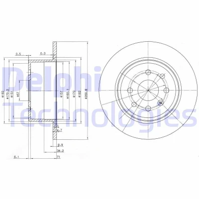 Immagine di DELPHI BG2637 Disco freno 270 10 4 pieno Oleato non trattato senza cuscinetto ruota, anello sensore ABS OPEL: Calibra A, Vectra A Sedan