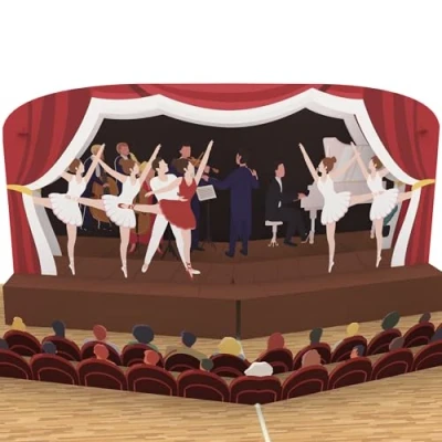 Immagine di MOKIO® Biglietto auguri Pop Up Balletto regalo 3D per una visita al balletto, come confezione biglietti dell&#039;opera o del teatro, di un compleanno