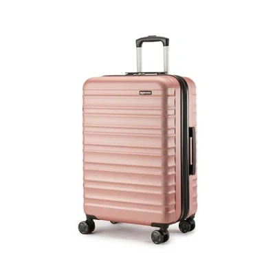 Immagine di Amazon Basics Valigia Rigida di Dimensioni Medie (68 cm), Guscio in ABS Antigraffio, Espandibile, 4 Ruote Girevoli, Oro Rosa