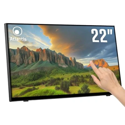 Immagine di ATLANTIS A05 T22A VHDM Monitor Touch 22 pollici, schermo 22&quot;, Touchscreen 10 tocchi, Full HD 1920x1080, HDMI VGA DP, inclinabile 15 50, Vetro Protettivo 7H, Contrasto 1000:1,Angolo 178/178,Vesa 100