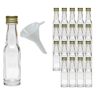 Immagine di mikken 20 mini bottiglie di vetro da ml con tappo a vite incluso imbuto