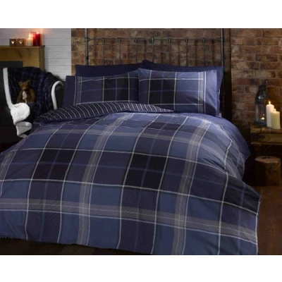 Immagine di Rapport Argyle Set copripiumino, in poliestere e cotone, per letto matrimoniale, colore: blu
