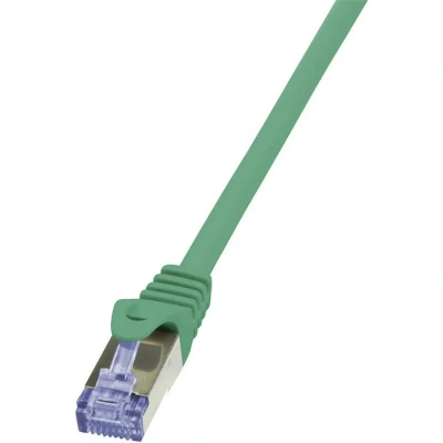 Immagine di LogiLink CQ3065S RJ45 cavo di rete, patch CAT 6A S/FTP 3.00 m Verde Ritardante fiamma, con protezione 1 pz.