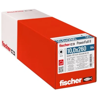 Immagine di Fischer FPF II CTF 10,0 x 260 BC 50 562951 Vite da legno 10 mm TX Acciaio galvanizzato zinco pz.