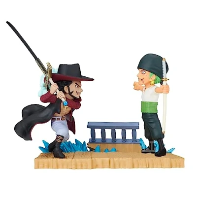 Immagine di Banpresto BP88603P World Collectable Roronoa Zoro Vs Dracule Mihawk Figura, One Piece, Log Stories, 7 cm, Multicolore