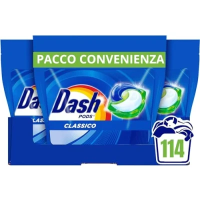 Immagine di Dash Pods Detersivo Lavatrice In Capsule, 114 Lavaggi, Classico Fresco, Rimuove Le Macchie, Efficace A Freddo Anche E Cicli Brevi