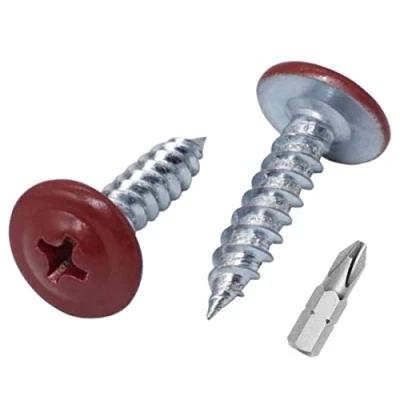 Immagine di Confezione da 150 viti per legno verniciate, 4,2 x 19 mm, autofilettanti in metallo, testa a capriata modificata Phillips, wafer (150, rosso ossido RAL 3009)