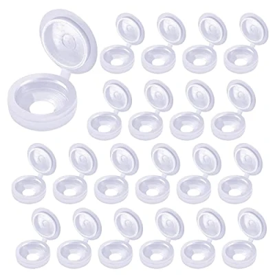 Immagine di Lahviuu Tappi Coprivite,200pcs Coperchi a Vite con Cerniera Coprivite Incernierato in Plastica Scatto Rondelle per Armadi, Mobili, Scaff(Bianco)